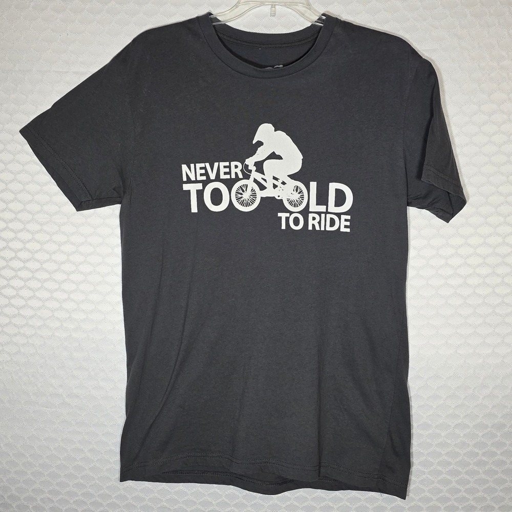 DHDWEAR Mens Never Too Old To Ride BMX MTB Graphic T-Shirt Gray Medium